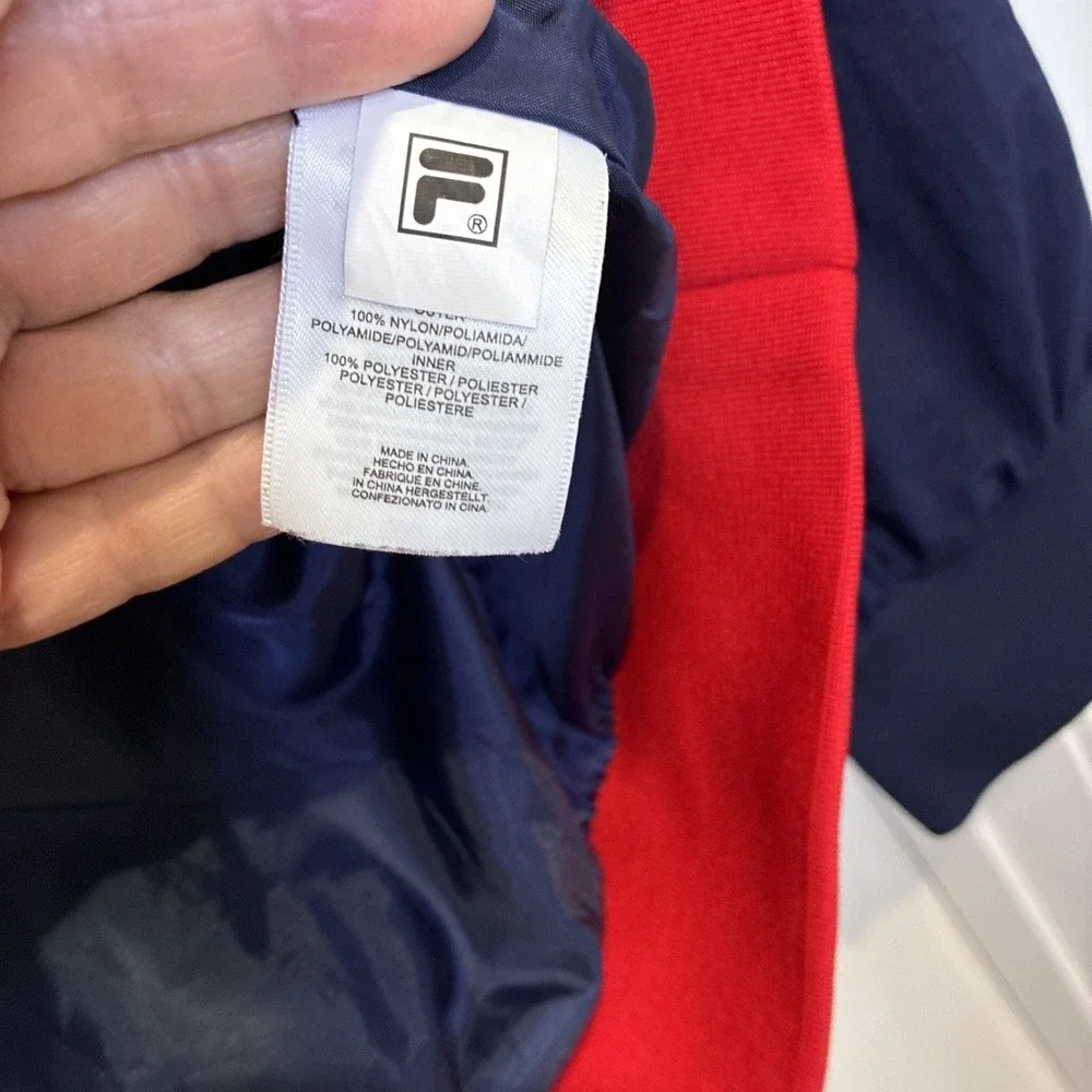 Fila Mens Quarter Zip Windbreaker Anorak Jacket Colorblock Navy Red XL